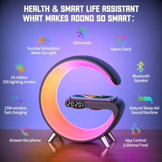 Budzik - lampka RGB - bezprzewodowa ładowarka do smartfonów miniatura 2