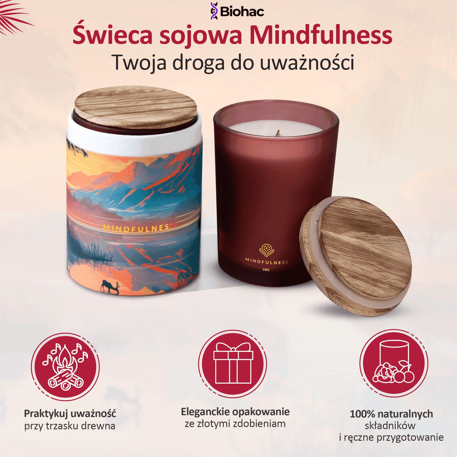 Świeca sojowa Mindfulness - drewno cedrowe