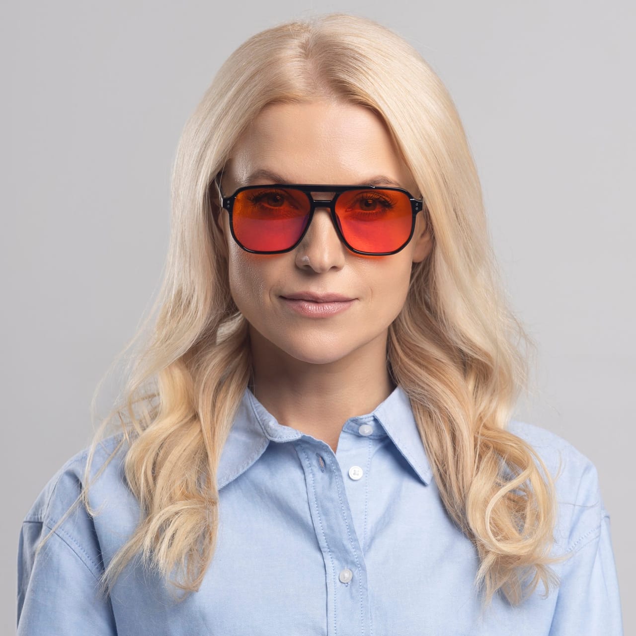 kobiece okulary concrete na noc do wieczornego czytania z pomarańczowym filtrem biohac