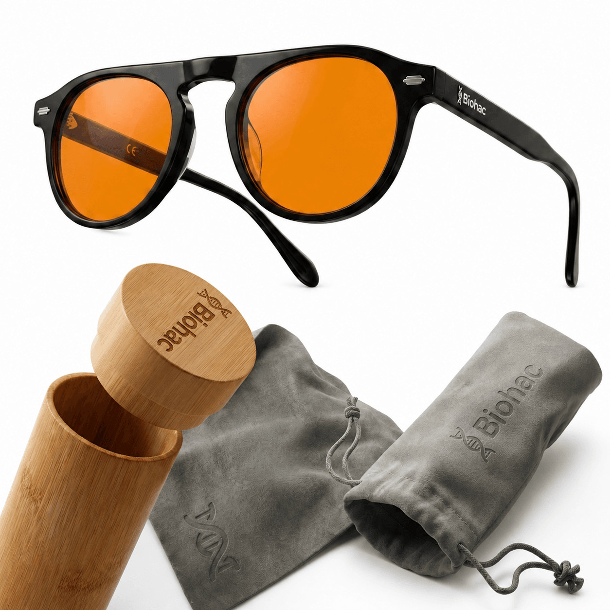 Okulary Mentor, oprawka czarna z soczewkami CoralGuard, zestaw z bambusowym etui