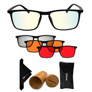 Okulary Smart Clips + wybrane nakładki Okulary blokujące niebieskie światło na dzień i noc Biohac