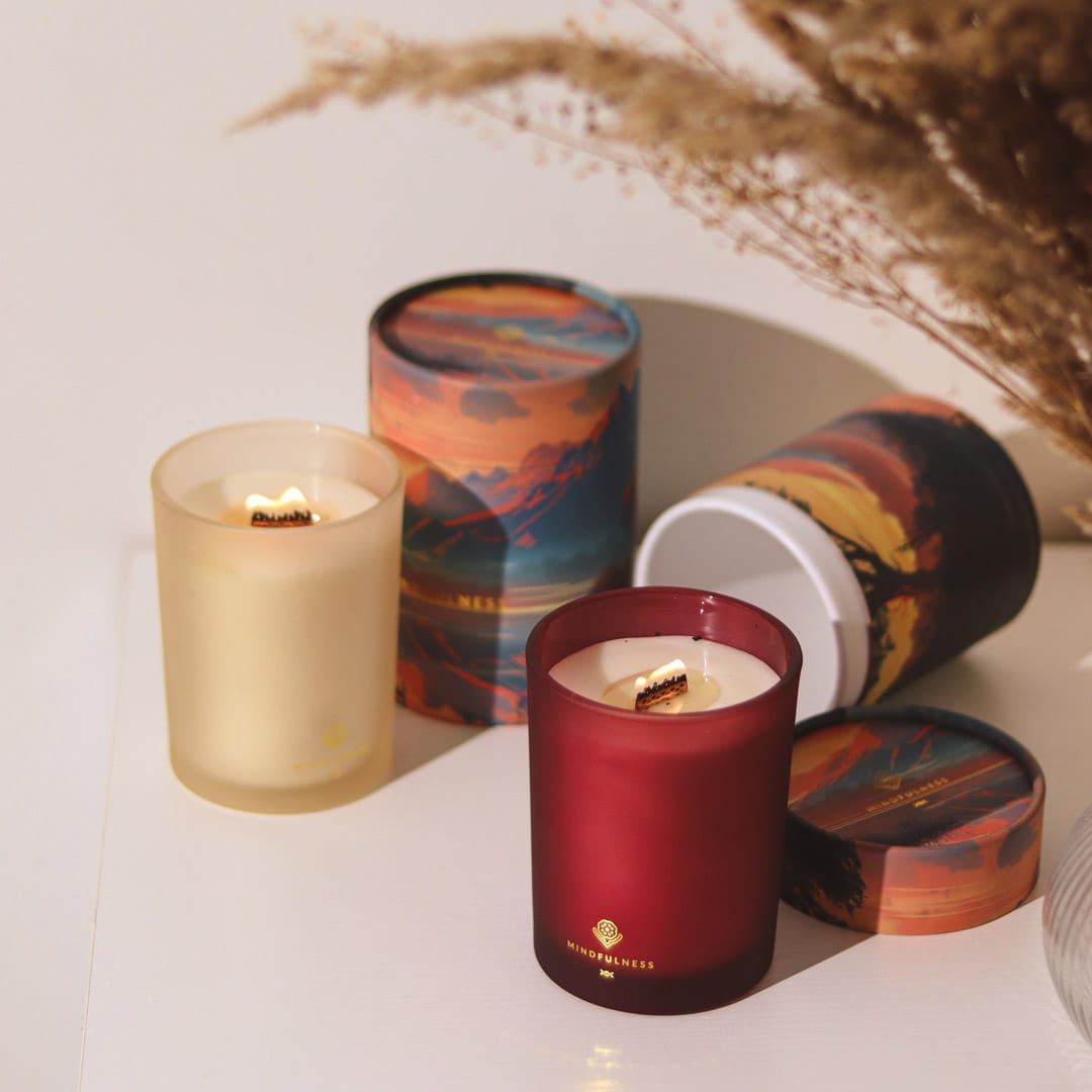 Świeca sojowa Mindfulness - paczulka wonna zestaw świec sojowych z drewnianym knotem z dziurkami