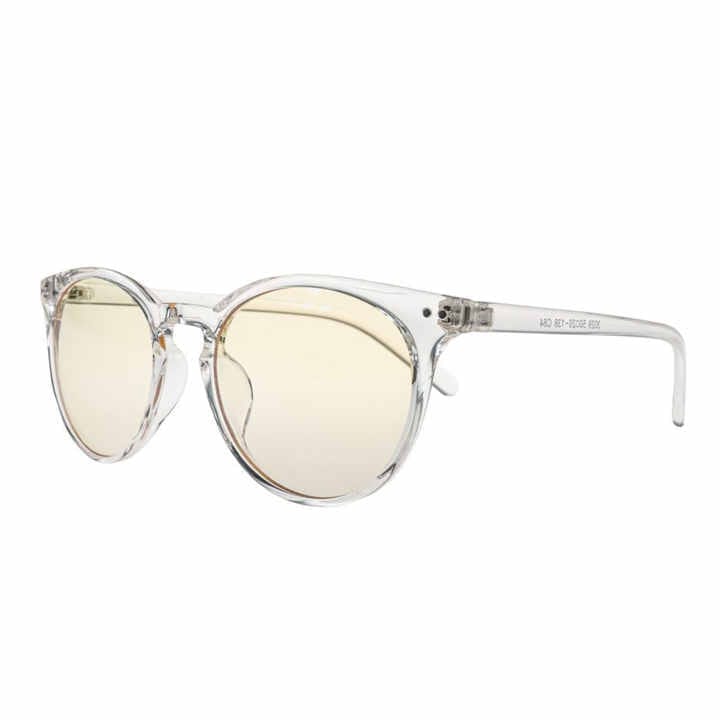 Transparentne-okulary-redukujace-zmeczenie-oczu-podczas-korzystania-z-ekranu.jpg Okulary z przezroczystą oprawką i żółtymi szkłami, widok z boku