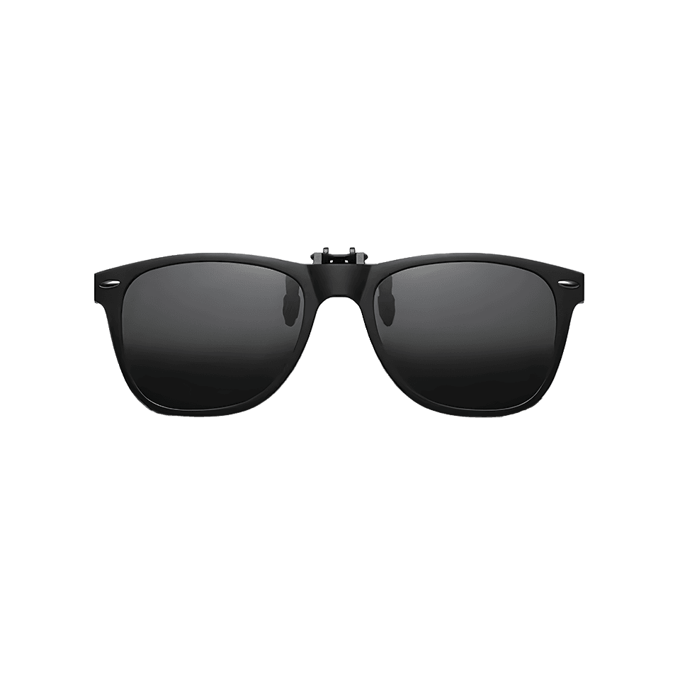 biohac-universal-v2-sunguard-polarised-nakladka-uniwersalna-na-okulary-przeciwsloneczna.png Czarny polaryzacyjny klips nakładany na okulary, widok z przodu