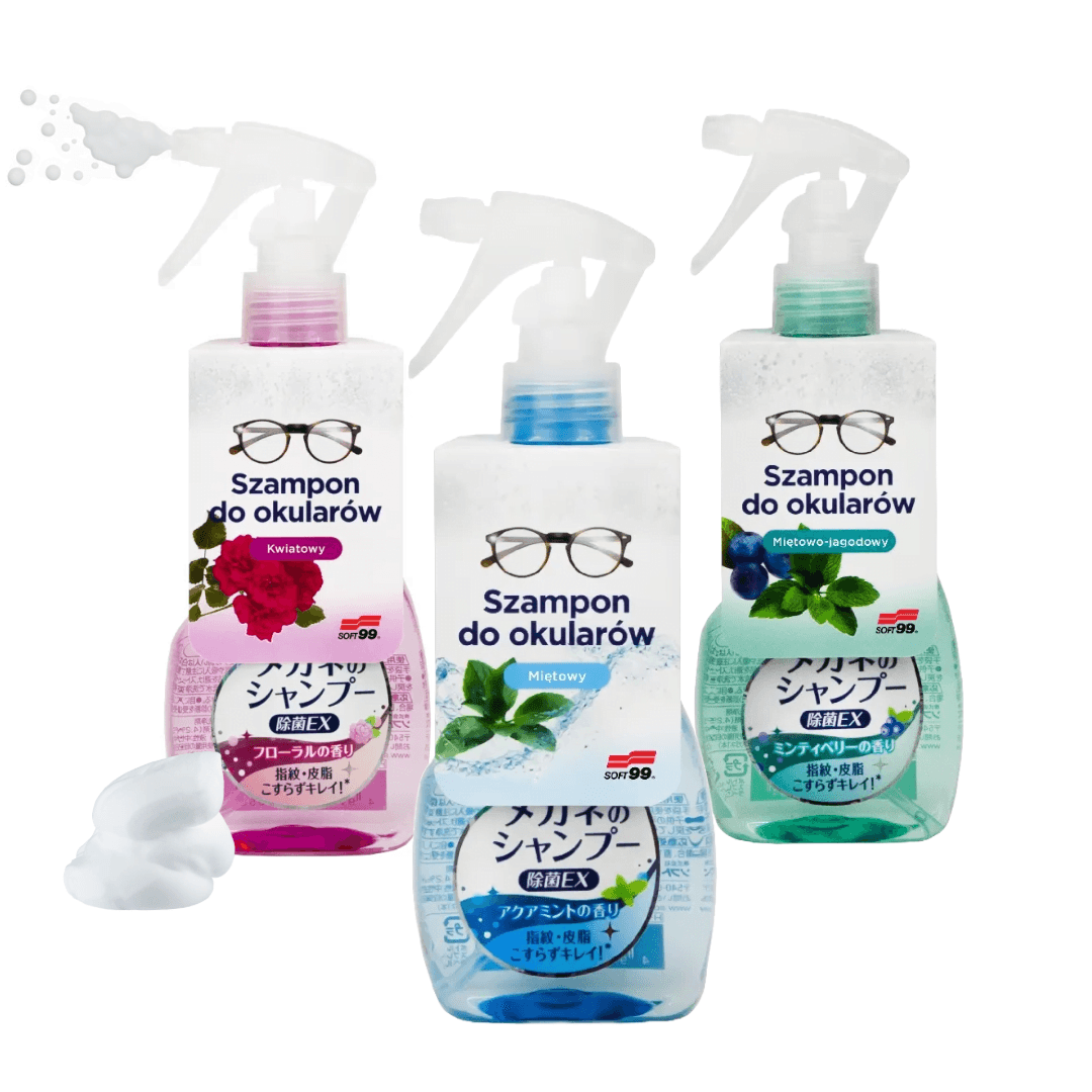szampon-do-okularow-SOFT99-Kwiatowy-Mietowy-Mietowo-Jagodowy.-Idealne-rozwiazanie-do-czyszczenia-i-pielegnacji-okularow.-Skutecznie-usuwa-zanieczyszczenia-pozostawiajac-szkla-czyste-i-swieze.png Szampon do okularów - 200ml - zdjęcie 1