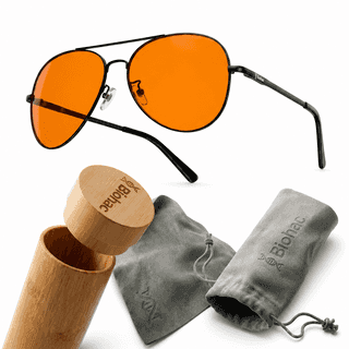 Okulary Business z soczewkami CoralGuard, zestaw z bambusowym etui