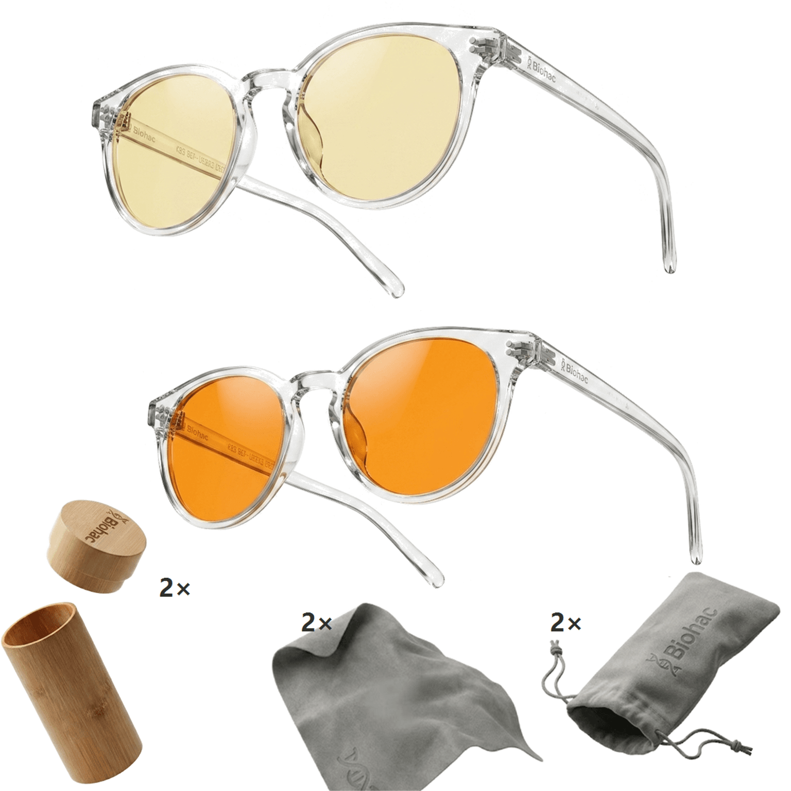 Zestaw Transparent DayGuard i CoralGuard z akcesoriami Zestaw dwóch par okularów Transparent DayGuard i CoralGuard z dwoma kompletami akcesoriów